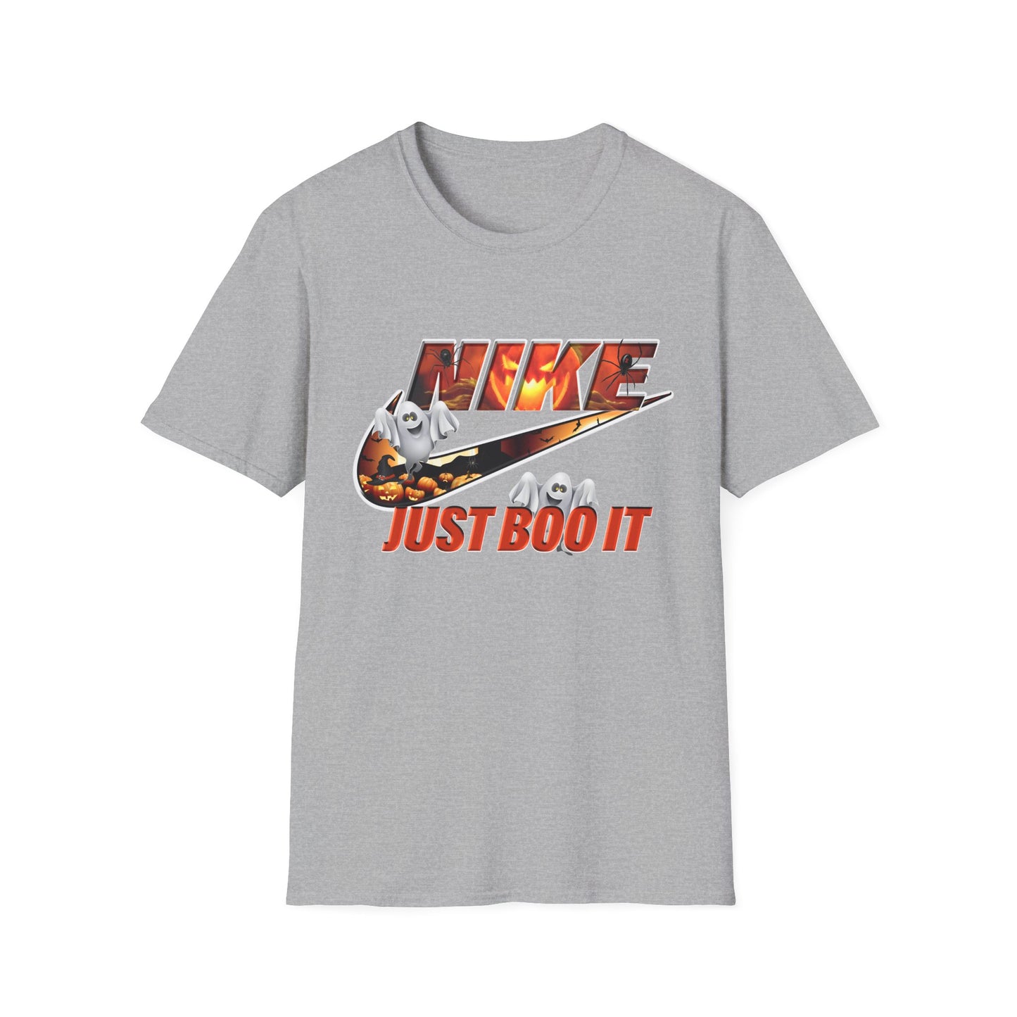 Halloween 'Just Boo It' Graphic T-Shirt — Playful Ghost Nike-Inspired Design