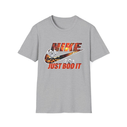 Halloween 'Just Boo It' Graphic T-Shirt — Playful Ghost Nike-Inspired Design