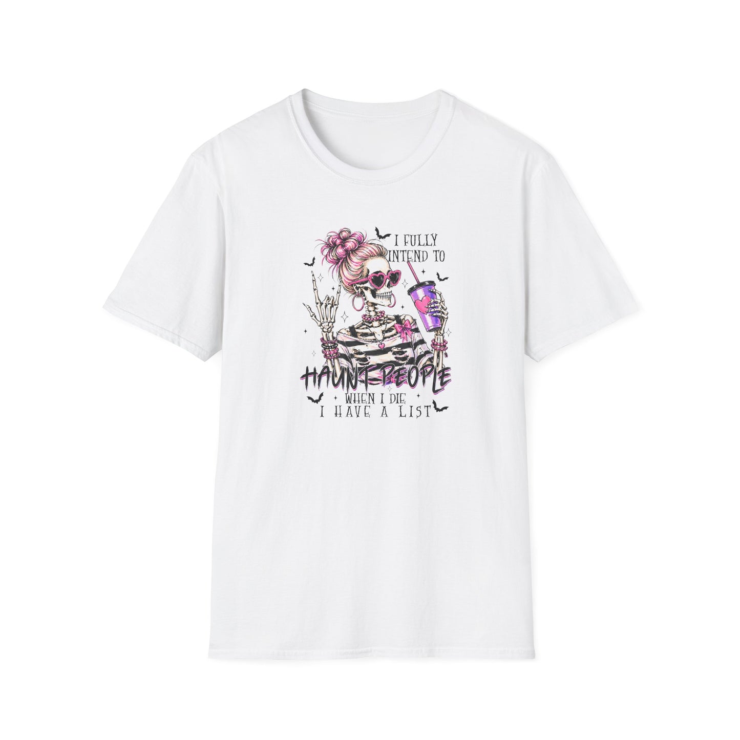 Skull With Drink T-Shirt — "I Fully Intend to Have a Nice Time" Gothic Floral Tee
