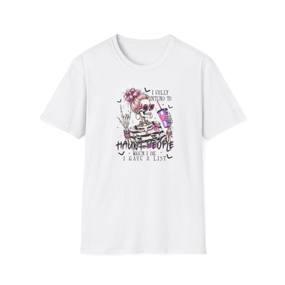 Skull With Drink T-Shirt — "I Fully Intend to Have a Nice Time" Gothic Floral Tee