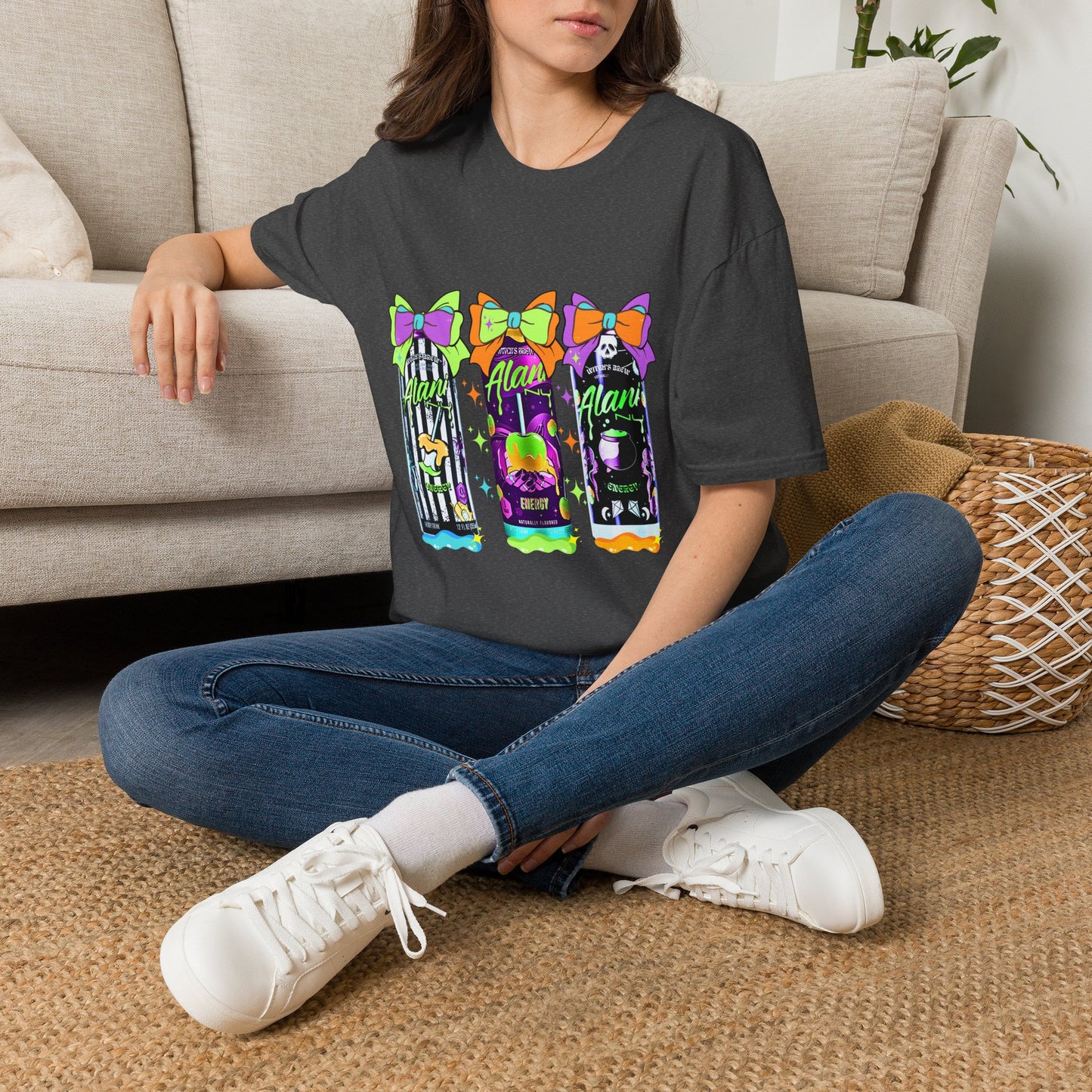Halloween Ghost Bow T-Shirt — Colorful Trio Graphic Tee