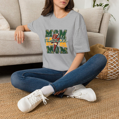 Mom Football Tee — Cute Green & Gold "MOM" Graphic T-Shirt for Football Moms