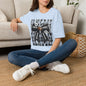 Gameday Football Bow T-Shirt — Floral Black & White Grunge Design