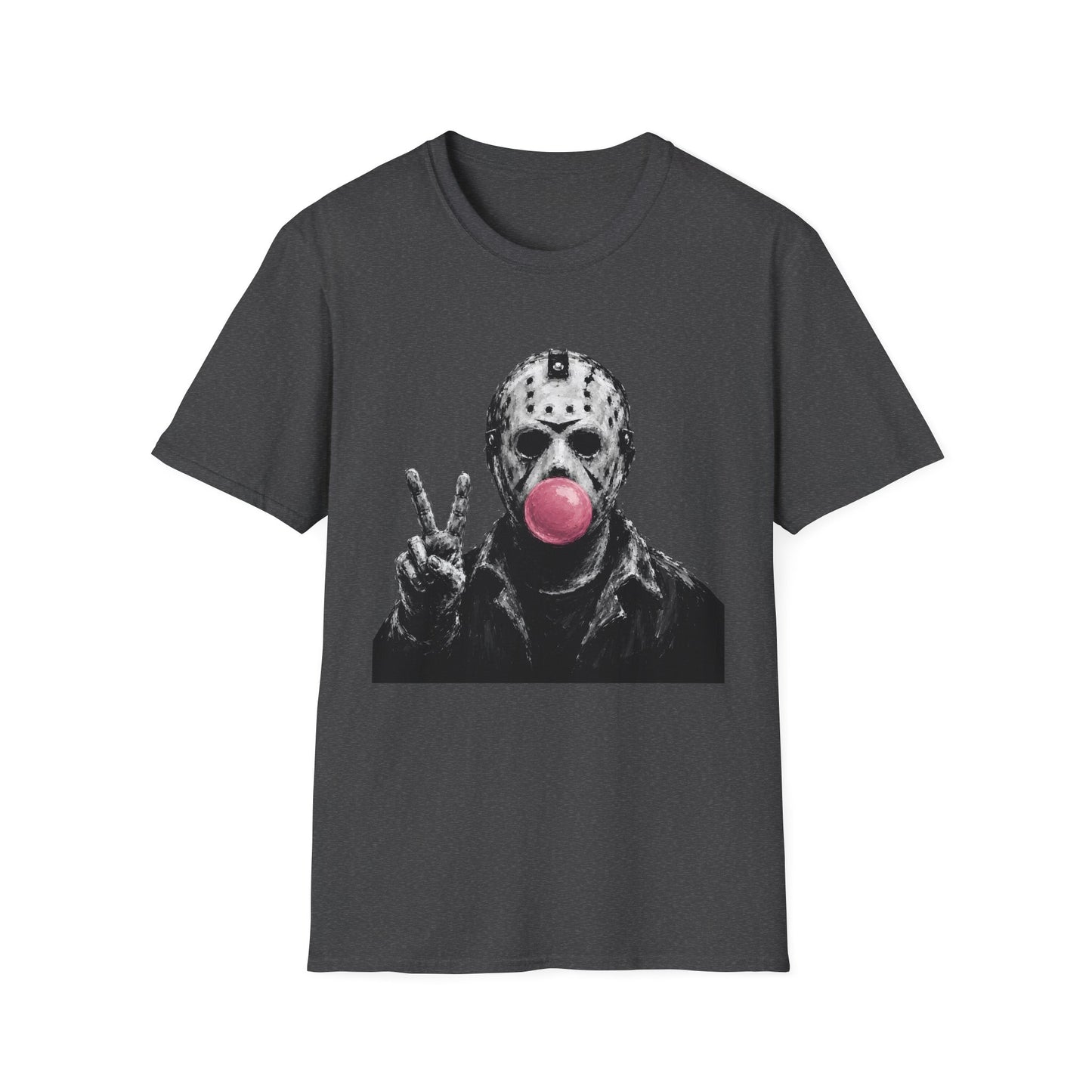 Hockey Mask Bubblegum T‑Shirt — Jason Peace Sign Graphic Tee