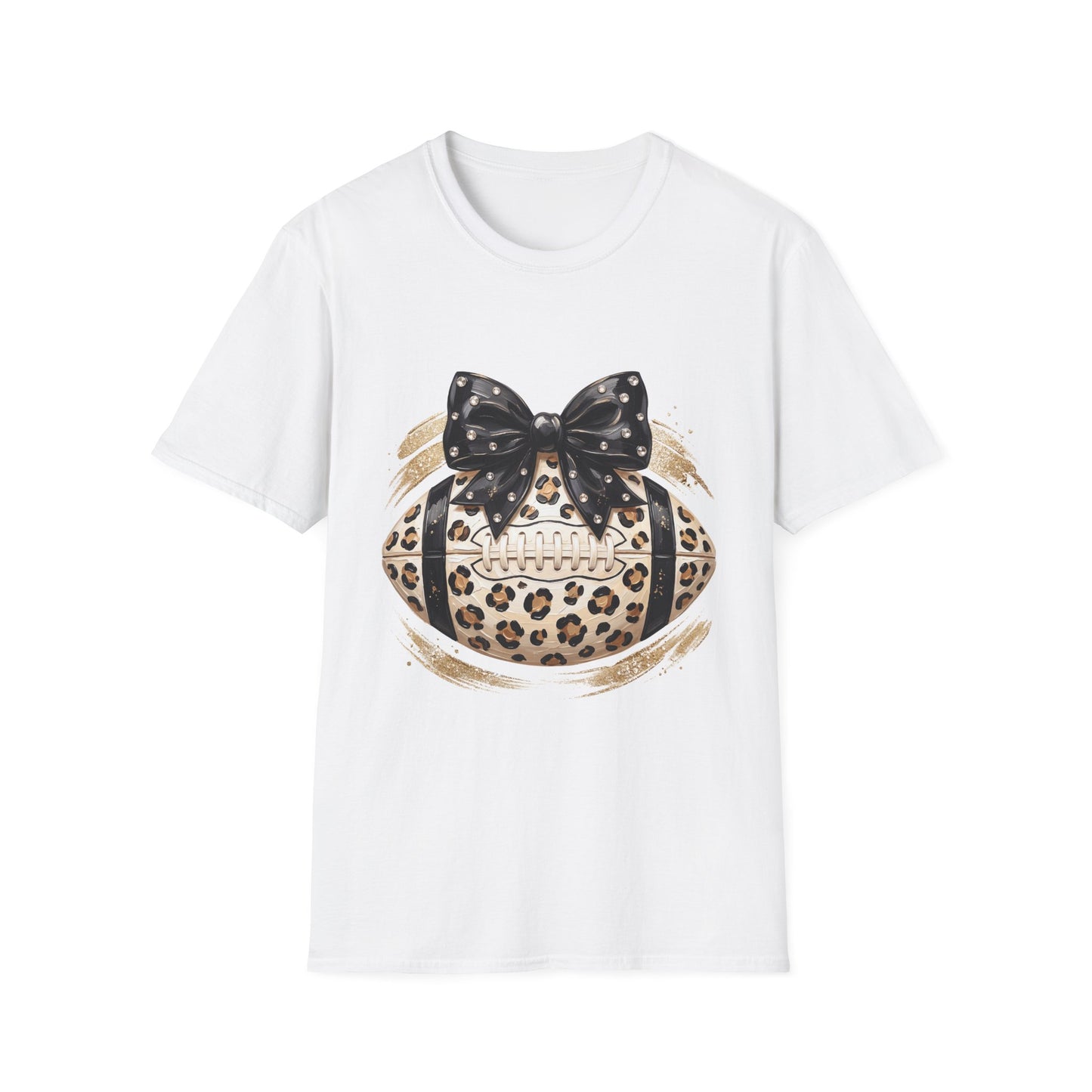 Leopard Circle Graphic Tee — Studded Black Bow Design