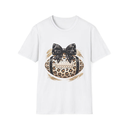 Leopard Circle Graphic Tee — Studded Black Bow Design