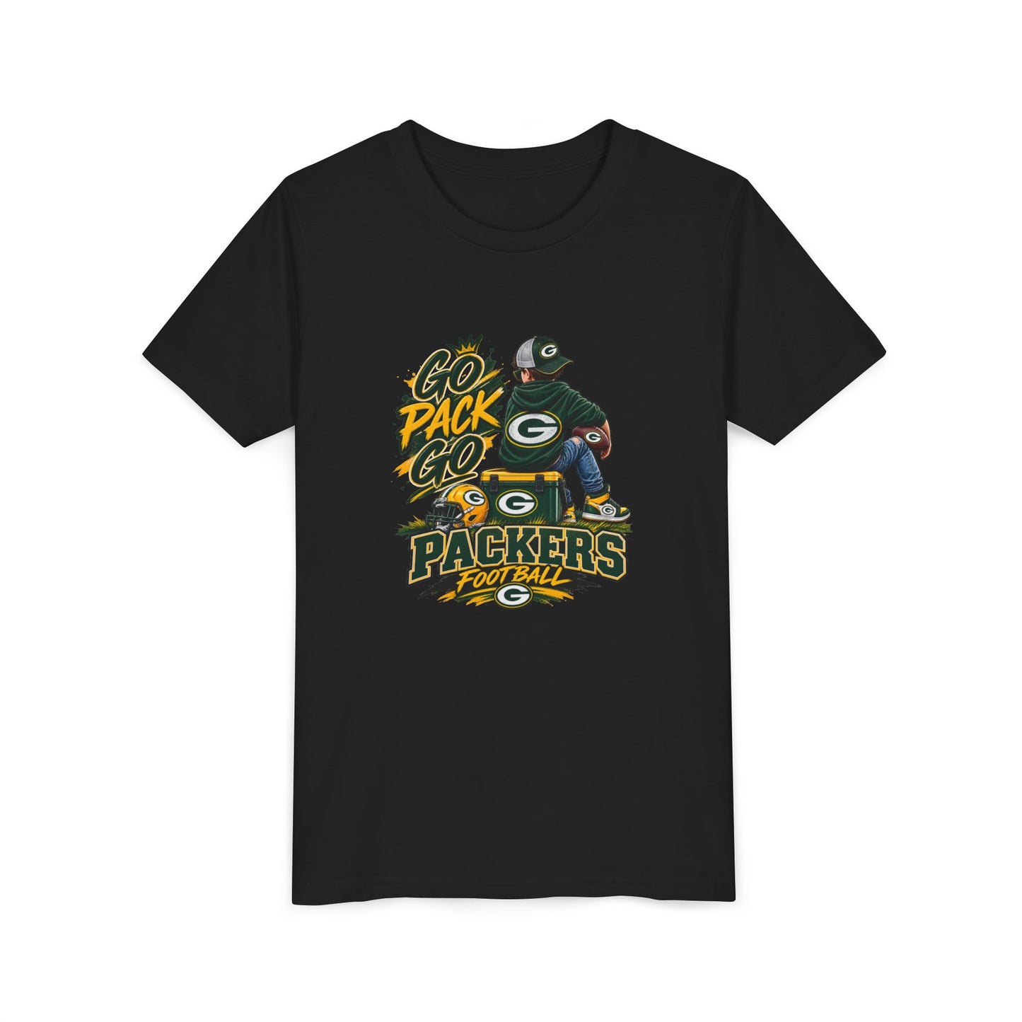 Green Bay Packers Youth Tee - "Go Pack Go" Football Kids T-Shirt