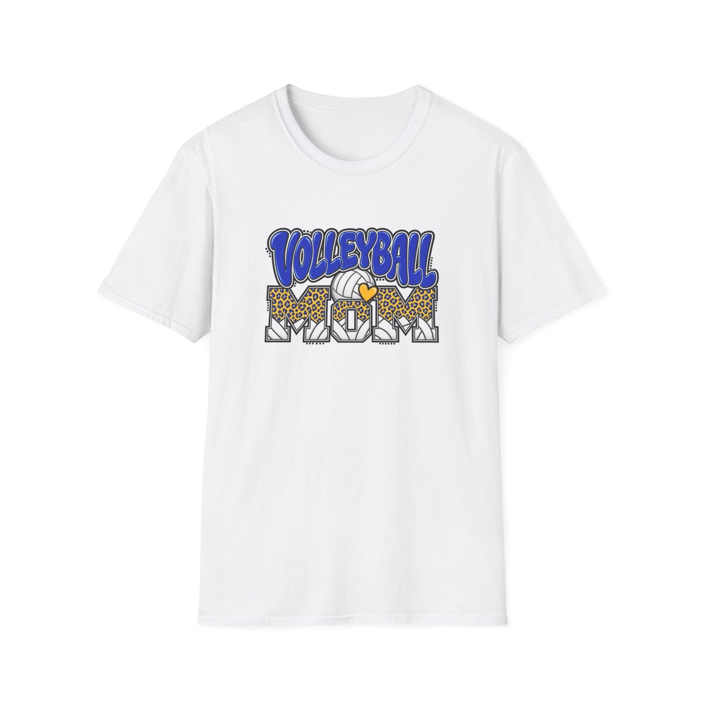 Volleyball Mom Leopard Heart T-Shirt