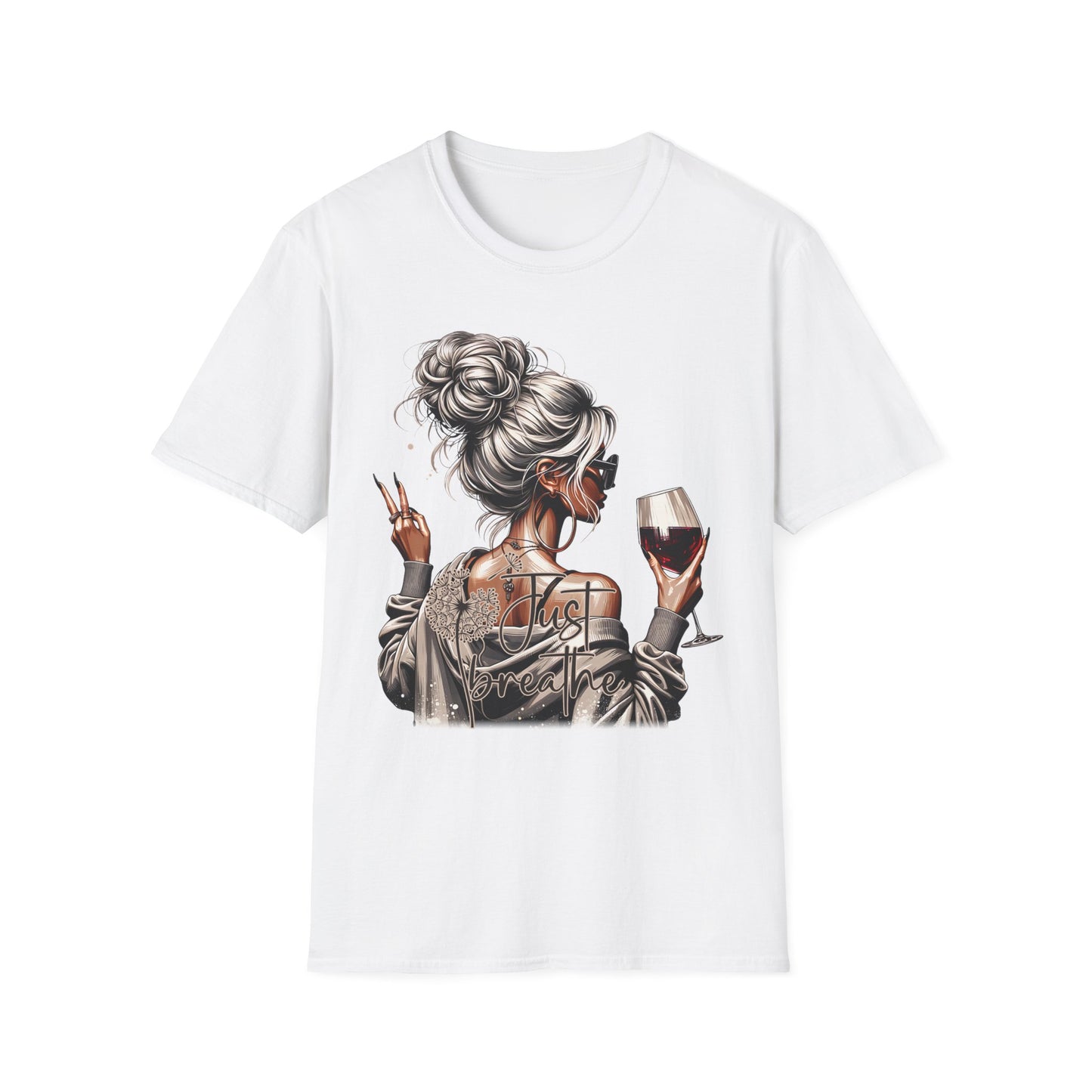 Wine & Chill Graphic T-Shirt — Messy Bun Girl Design