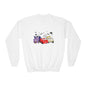 Kids Halloween Cars Crewneck Sweatshirt — Cute Haunted Car Trio Graphic