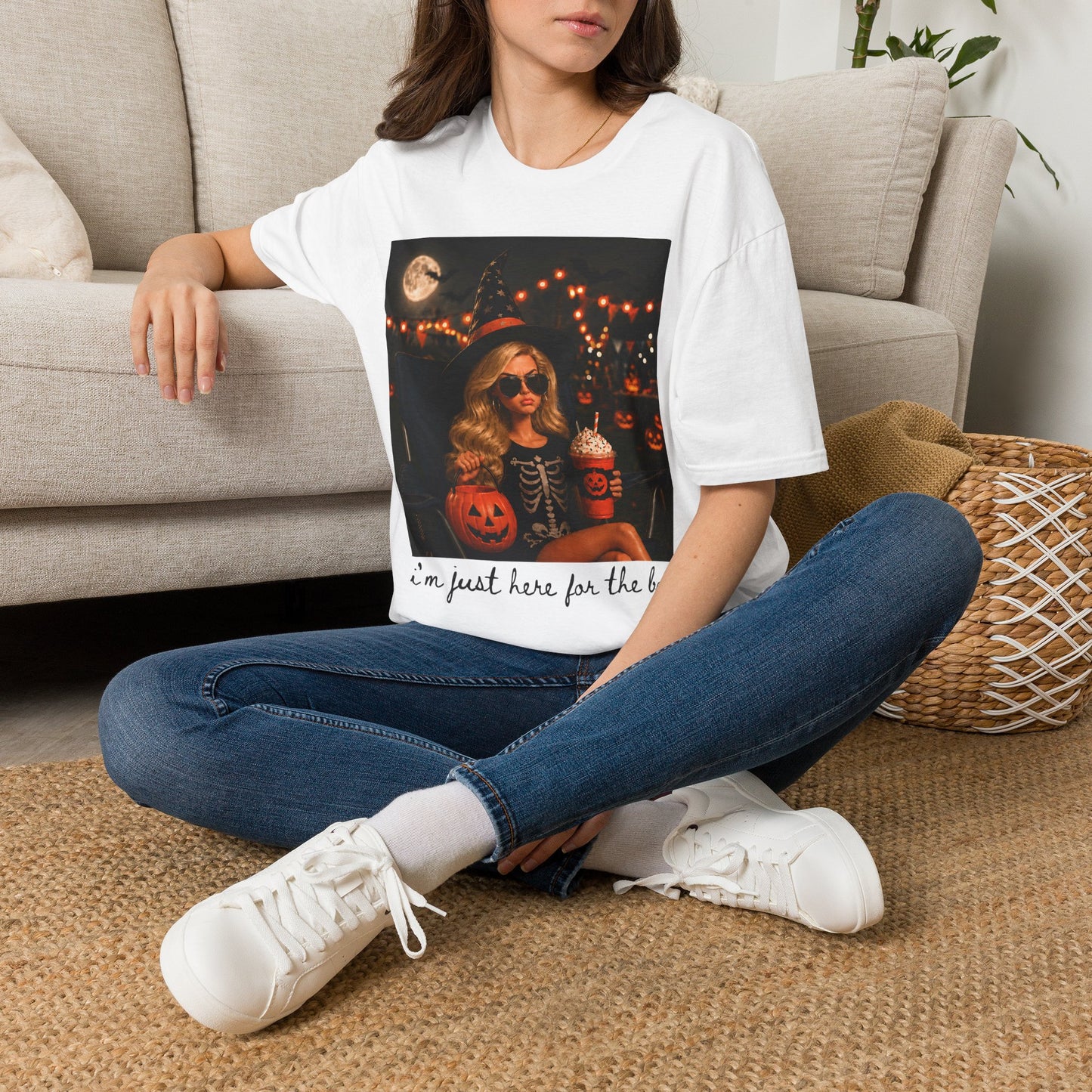 Halloween Girl Graphic T‑Shirt — "I'm Just Here for the Candy"