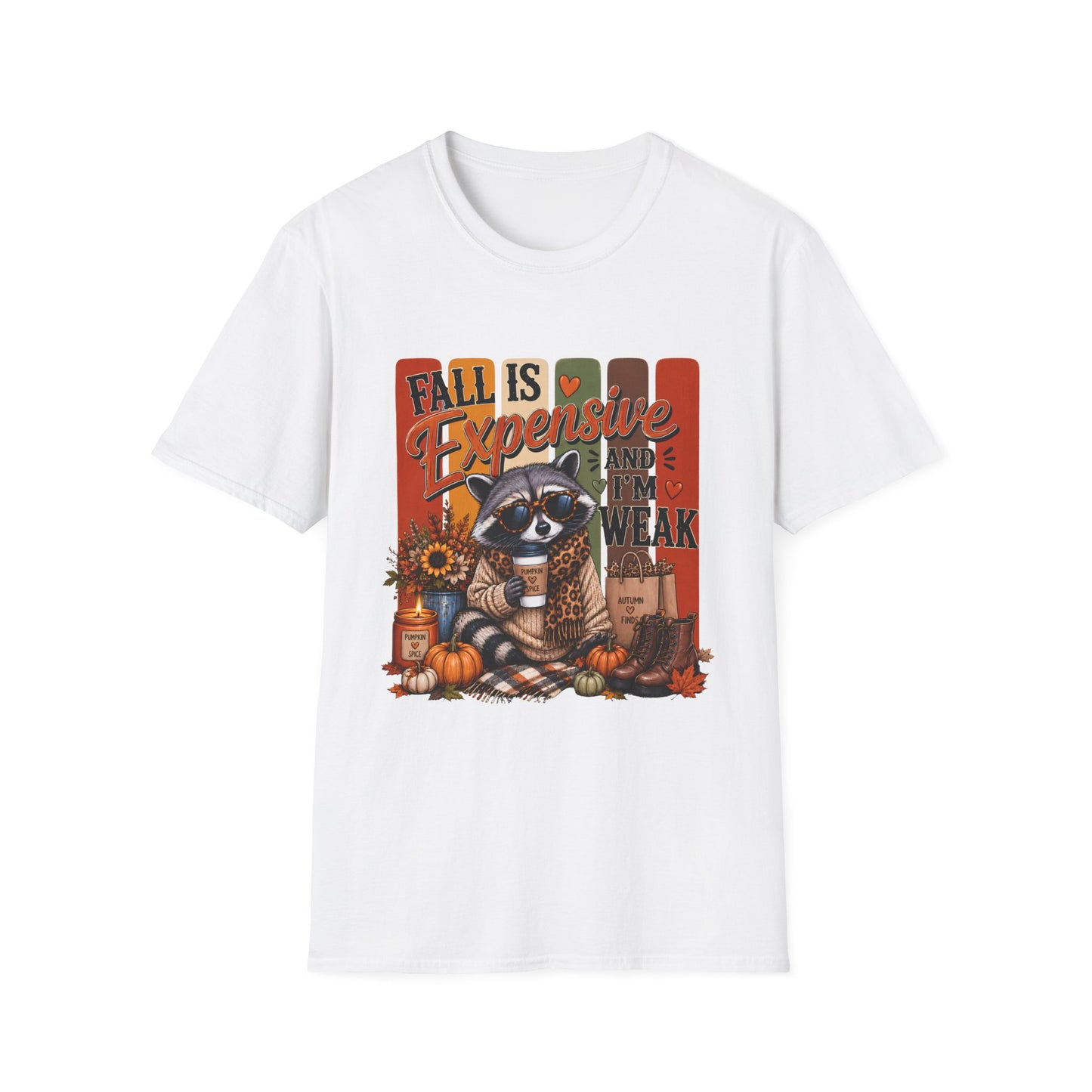 Fall Is Expensive Tee — Cute Raccoon Pumpkin Autumn Graphic Shirt