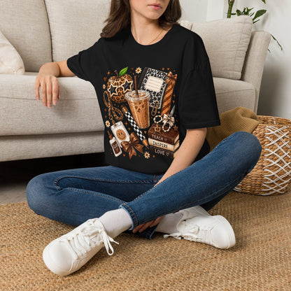 Teacher Inspired Leopard Apple & Coffee T-Shirt