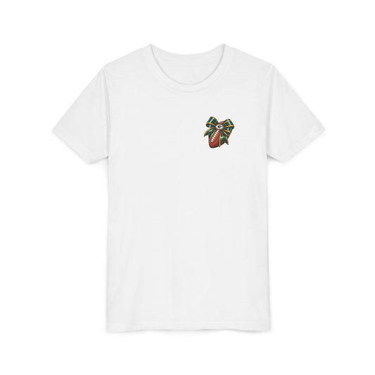 Youth Green Bay Football Helmet & Bow T-Shirt – Kids Game Day Tee