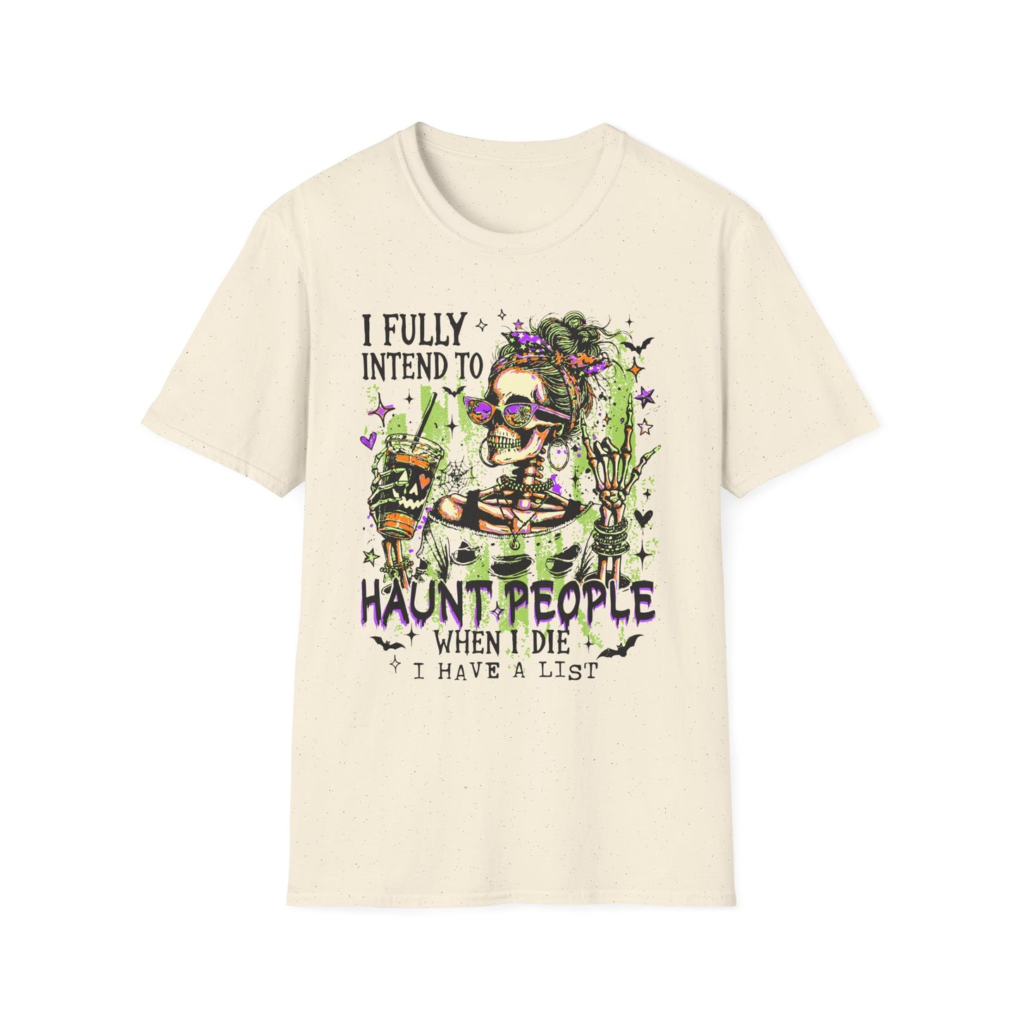 T-Shirt — 'I Fully Intend to Haunt People When I Die' Skeleton Witch Graphic