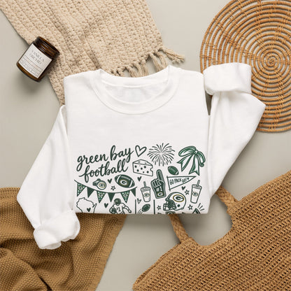 Green Bay Football Doodle Crewneck Sweatshirt