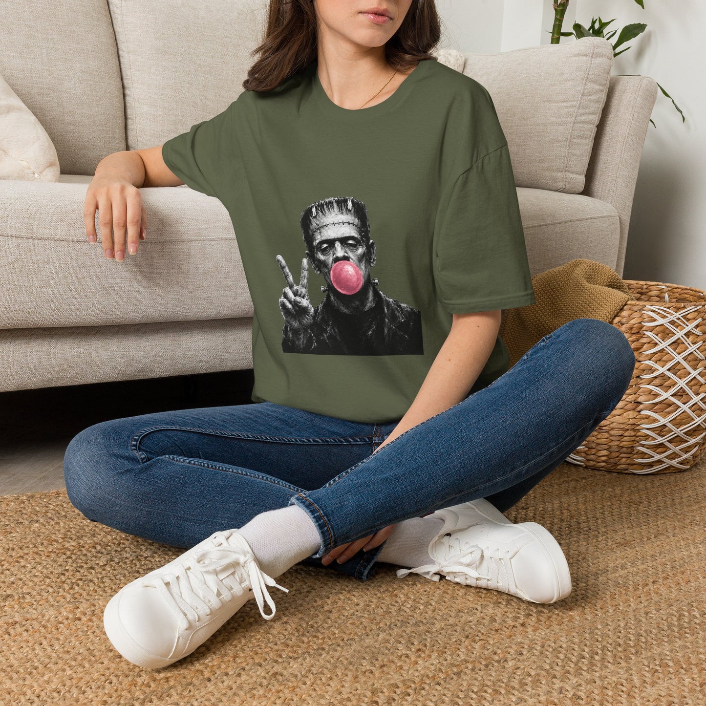 Frankenstein Bubblegum T-Shirt — Funny Retro Monster Graphic Tee