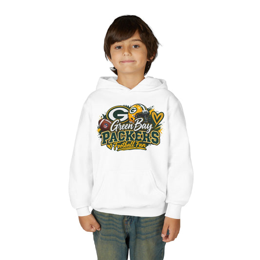 Green Bay Packers Youth Football Fan Hoodie – Team Logo Pullover