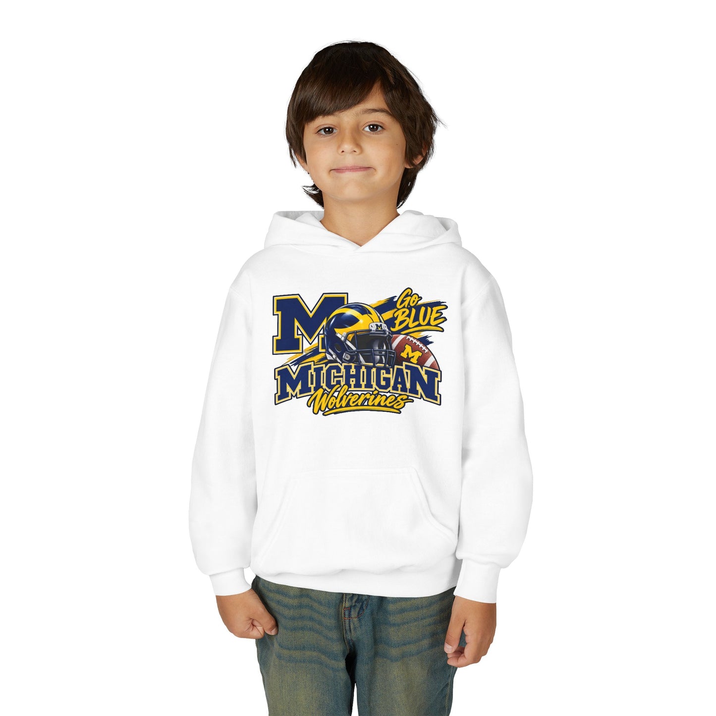Michigan Wolverines Youth Hoodie – Go Blue Football Logo Pullover