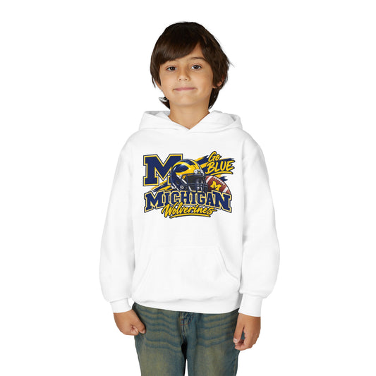 Michigan Wolverines Youth Hoodie – Go Blue Football Logo Pullover