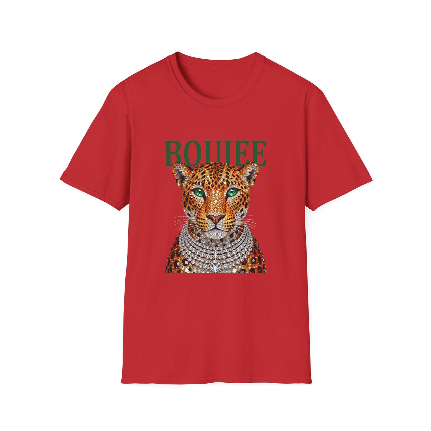 Boujee Leopard T-Shirt — Stylish Women’s Graphic Tee with Jeweled Cat Design