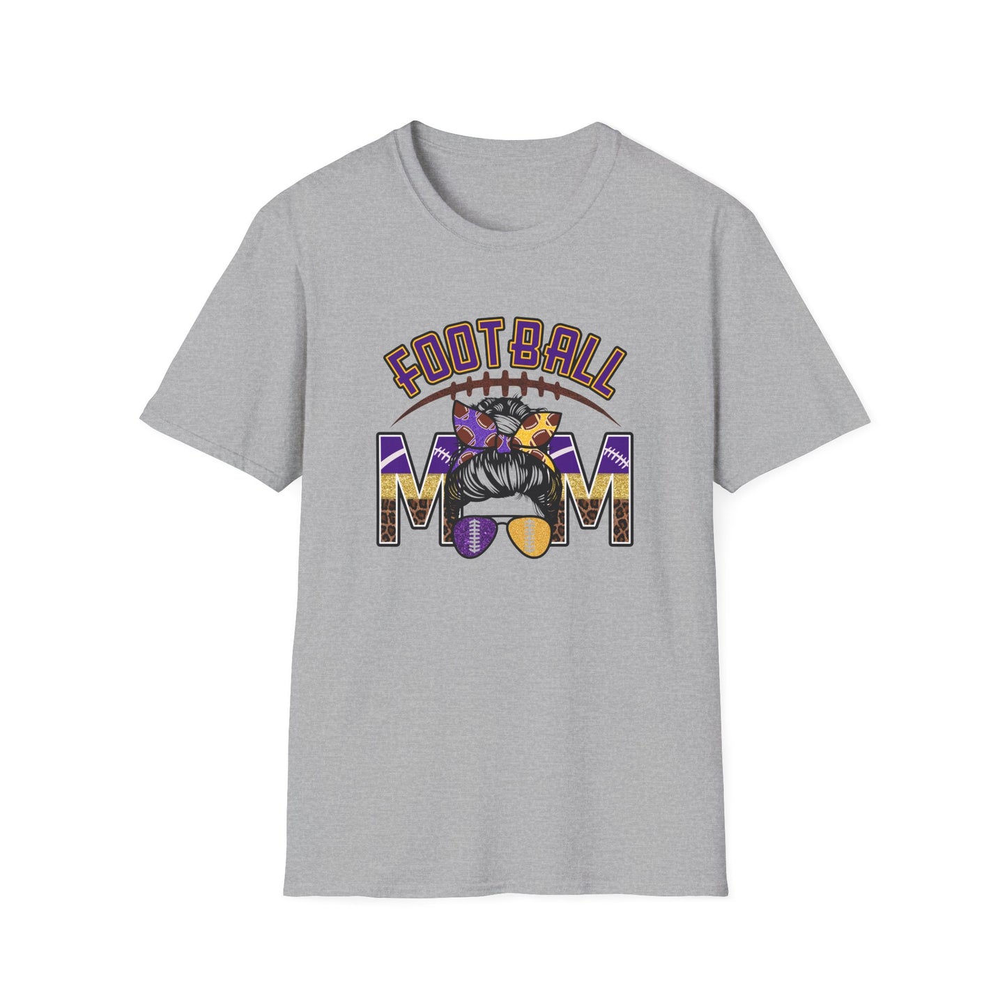 Football Mom T-Shirt — Cheer Squad Graphic Tee (Purple & Gold)