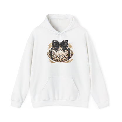 Leopard Print Pumpkin Hoodie with Black Bow — Fall Halloween Sweatshirt