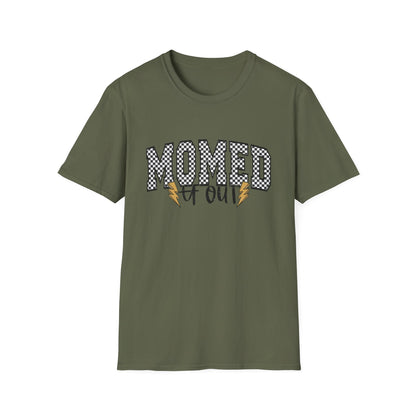 Mom-ed Out T-Shirt — Funny Exhausted Mom Shirt with Lightning Bolts