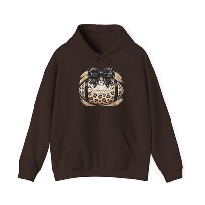 Leopard Print Pumpkin Hoodie with Black Bow — Fall Halloween Sweatshirt
