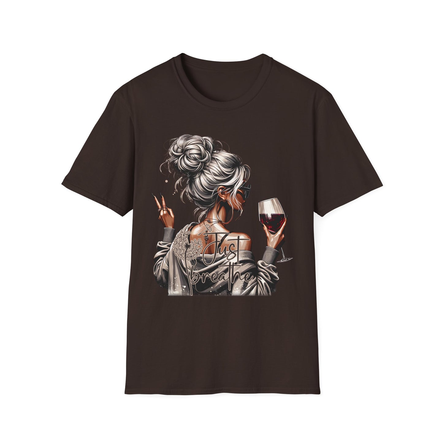 Wine & Chill Graphic T-Shirt — Messy Bun Girl Design