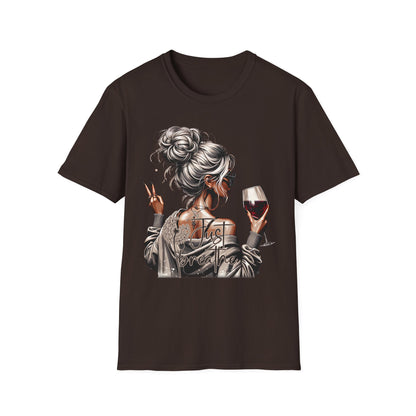 Wine & Chill Graphic T-Shirt — Messy Bun Girl Design