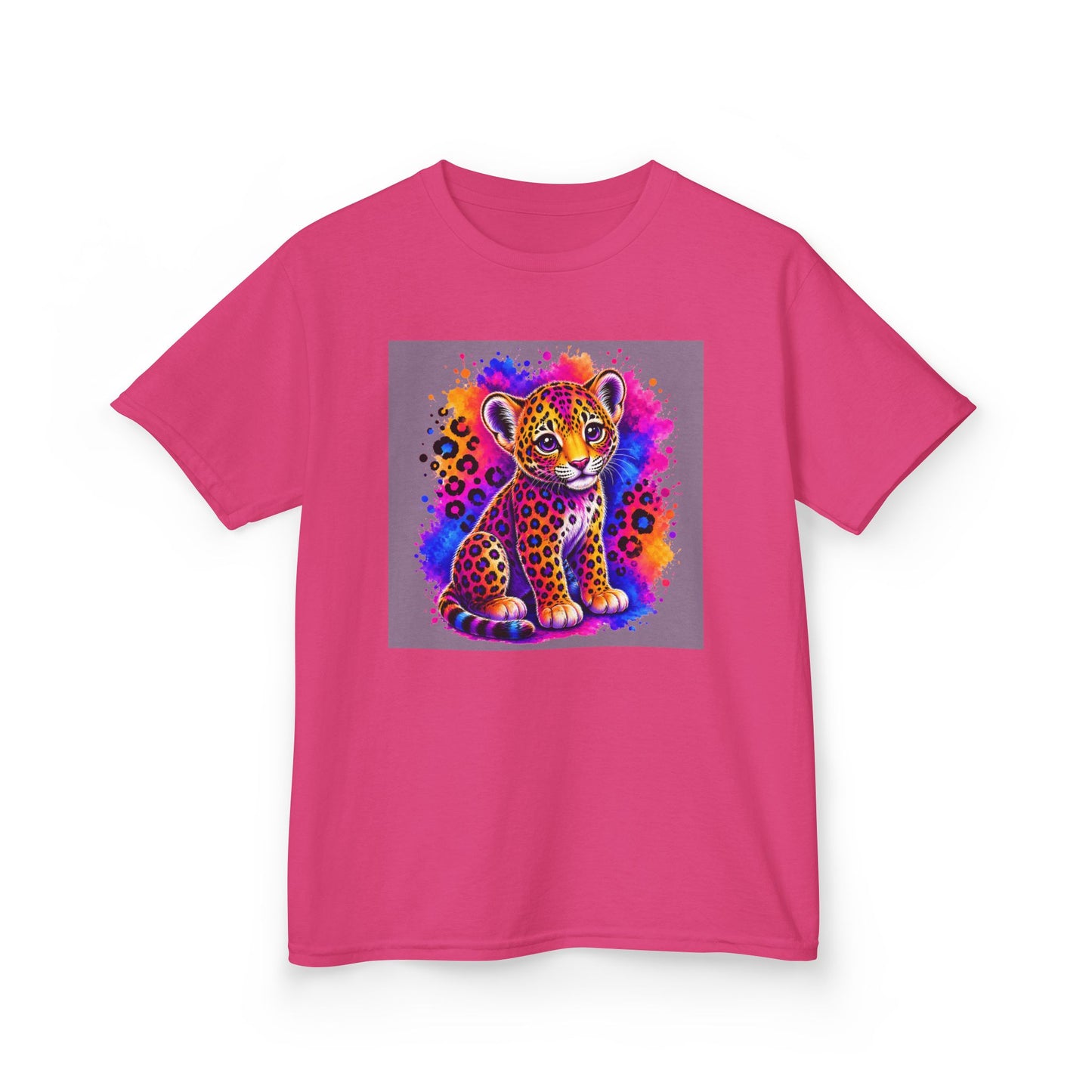 Kids Tee — Colorful Neon Leopard Cub Graphic Shirt
