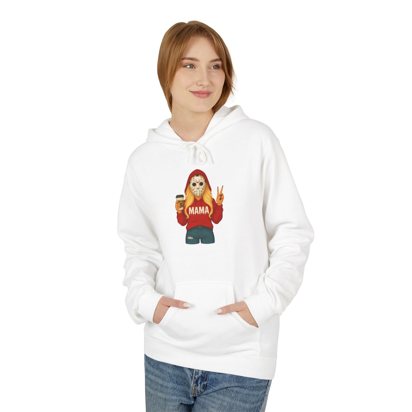 Cozy Coffee Girl Graphic Hoodie — Cute Peace Sign Coffee Cup Sweatshirt