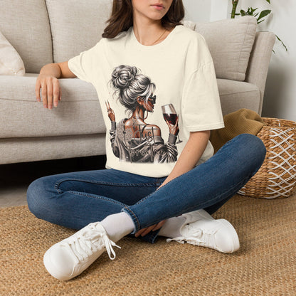 Wine & Chill Graphic T-Shirt — Messy Bun Girl Design
