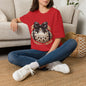 Leopard Circle Graphic Tee — Studded Black Bow Design