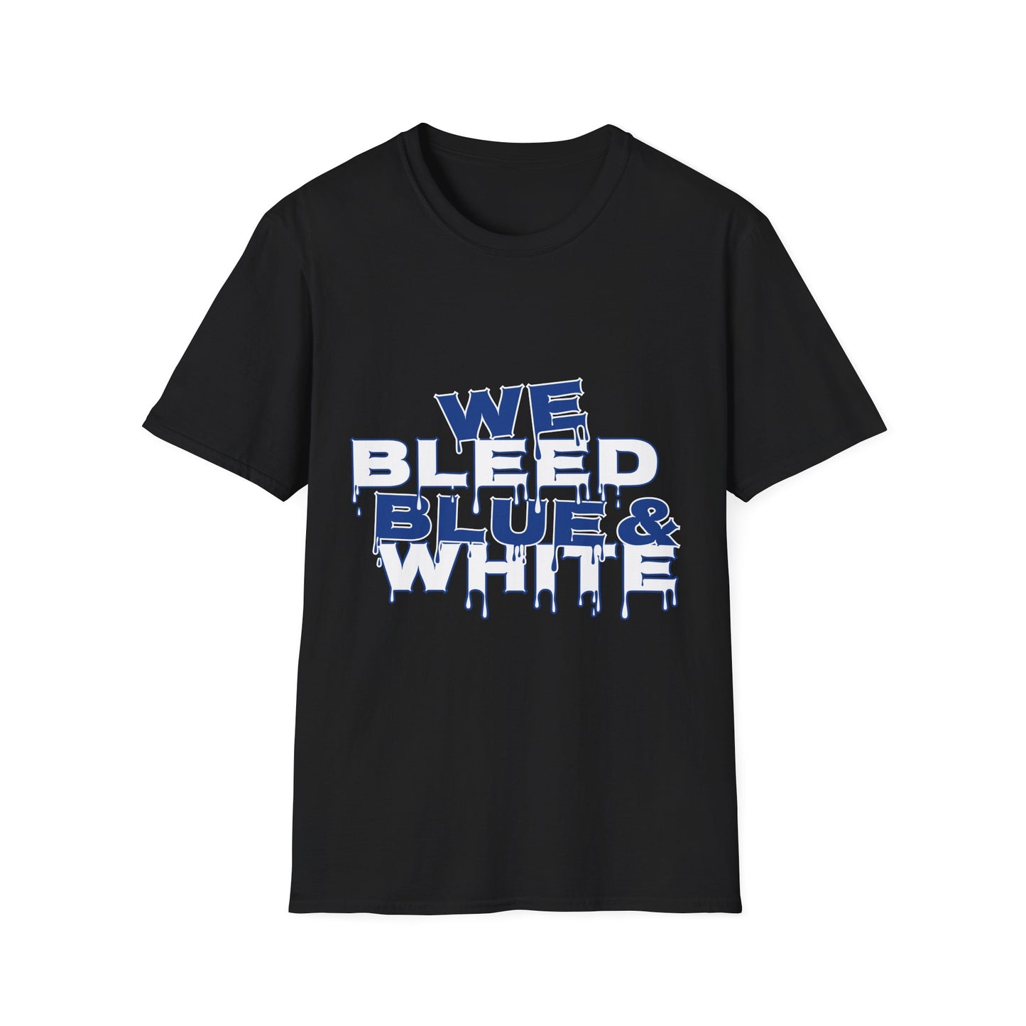 We Bleed Blue & White T-Shirt — Sports Fan Graphic Tee