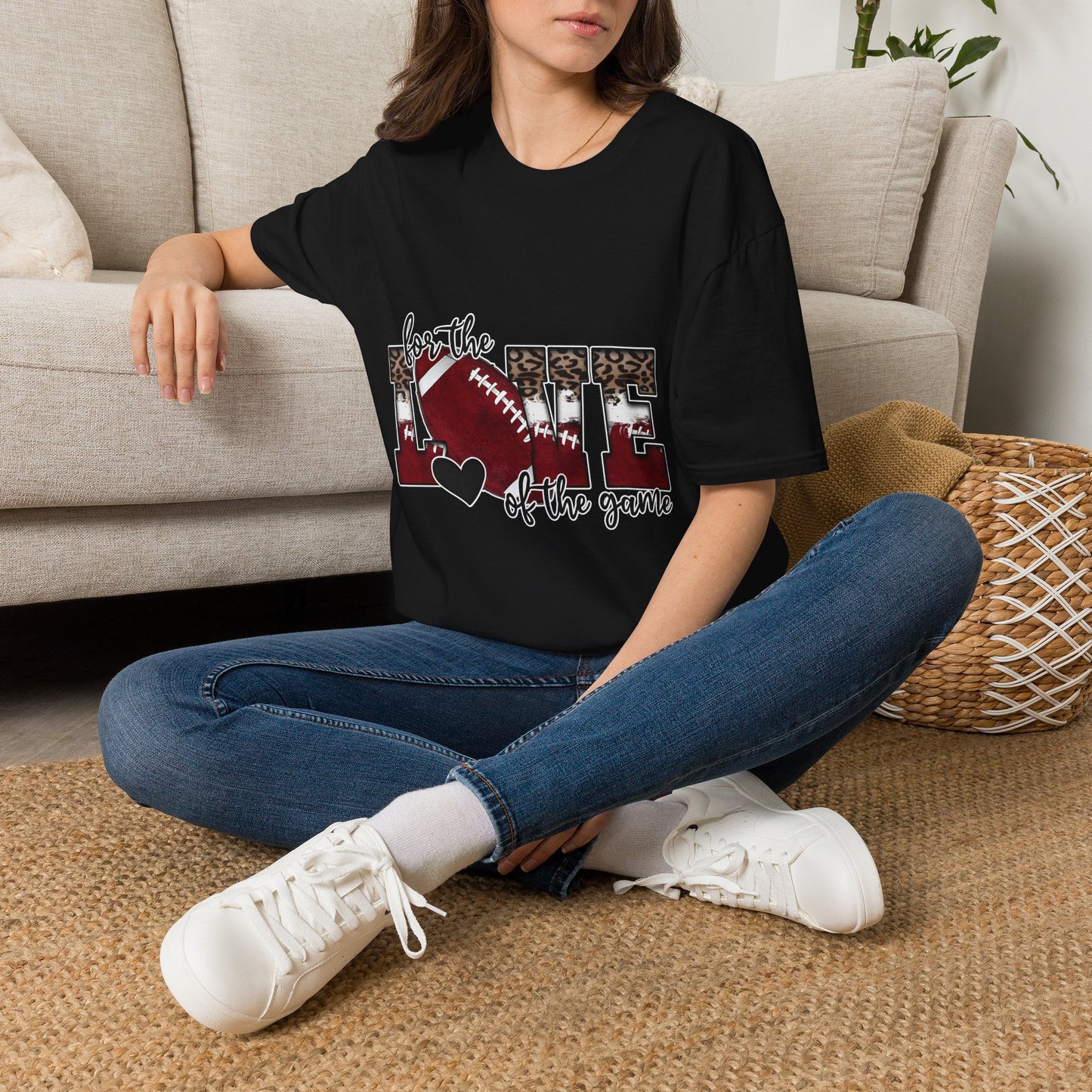 Football Mom Tee — "For the Love of the Game" Leopard Accent