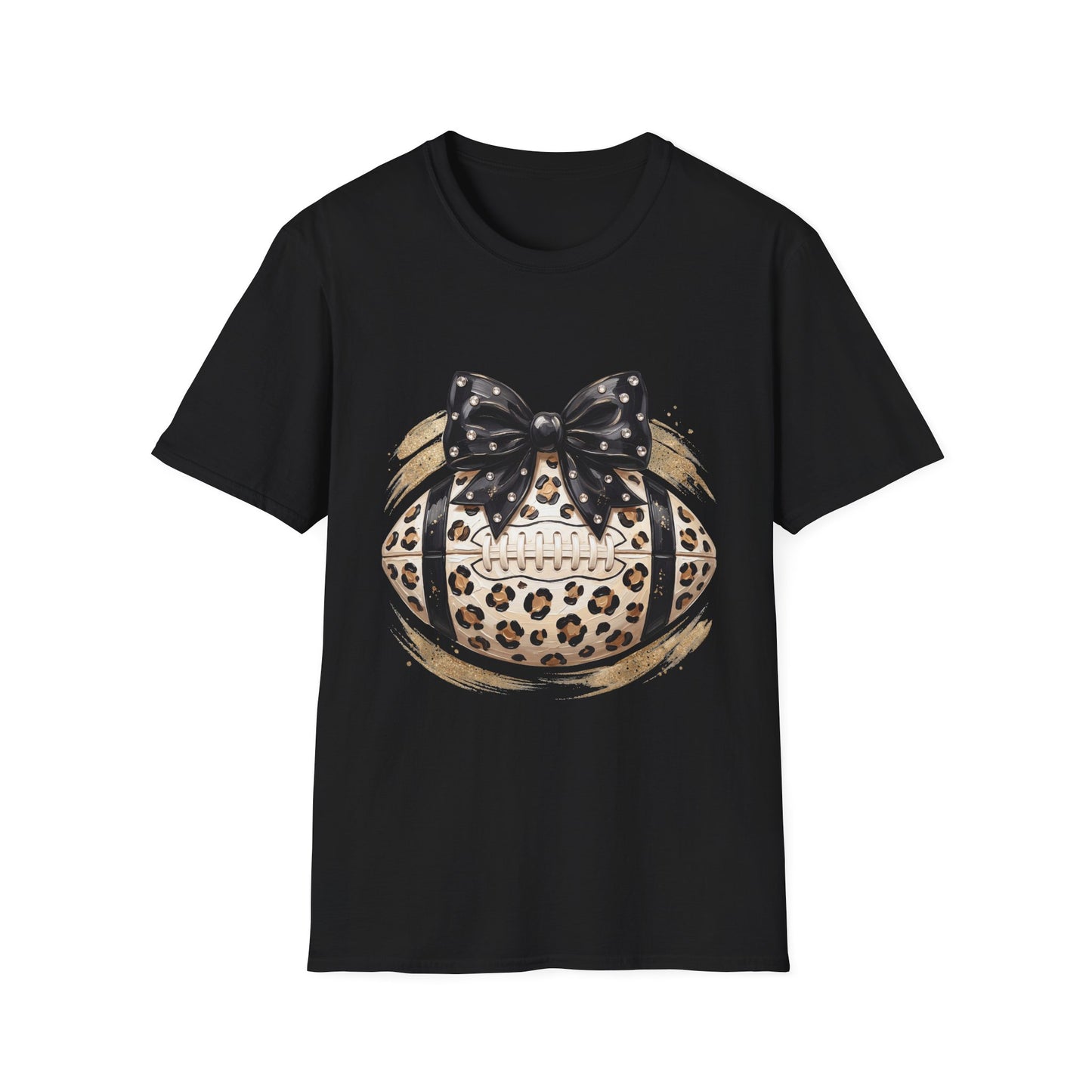 Leopard Circle Graphic Tee — Studded Black Bow Design