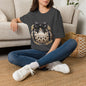 Leopard Circle Graphic Tee — Studded Black Bow Design