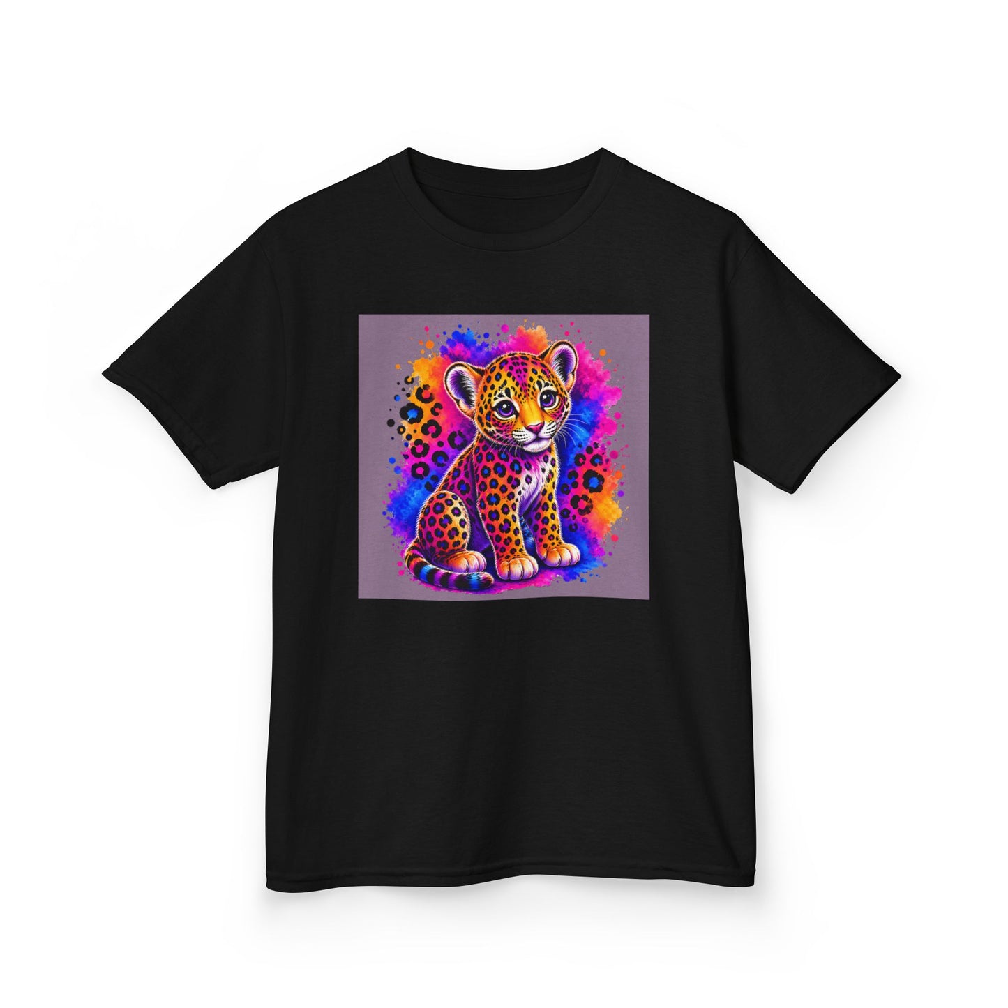 Kids Tee — Colorful Neon Leopard Cub Graphic Shirt