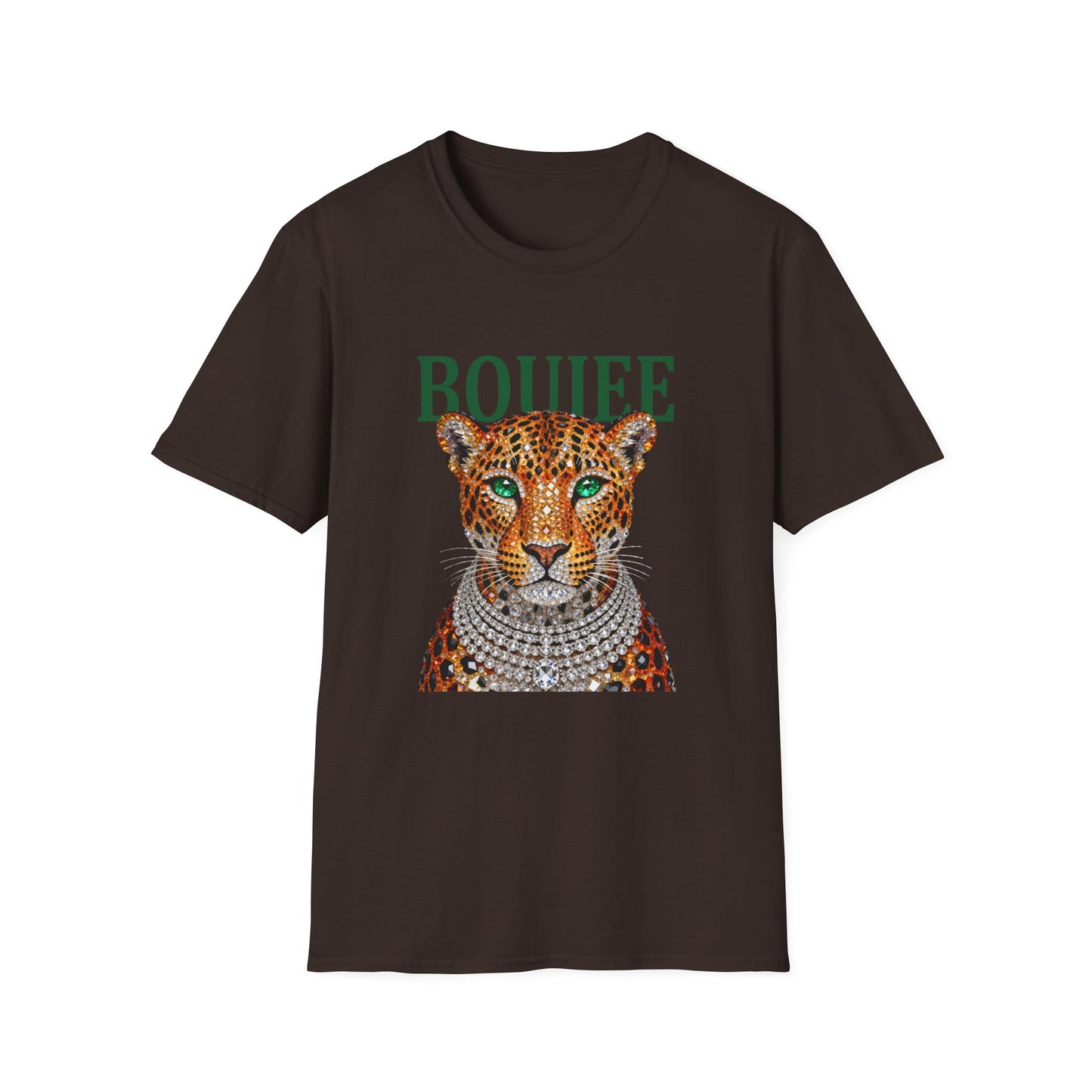 Boujee Leopard T-Shirt — Stylish Women’s Graphic Tee with Jeweled Cat Design