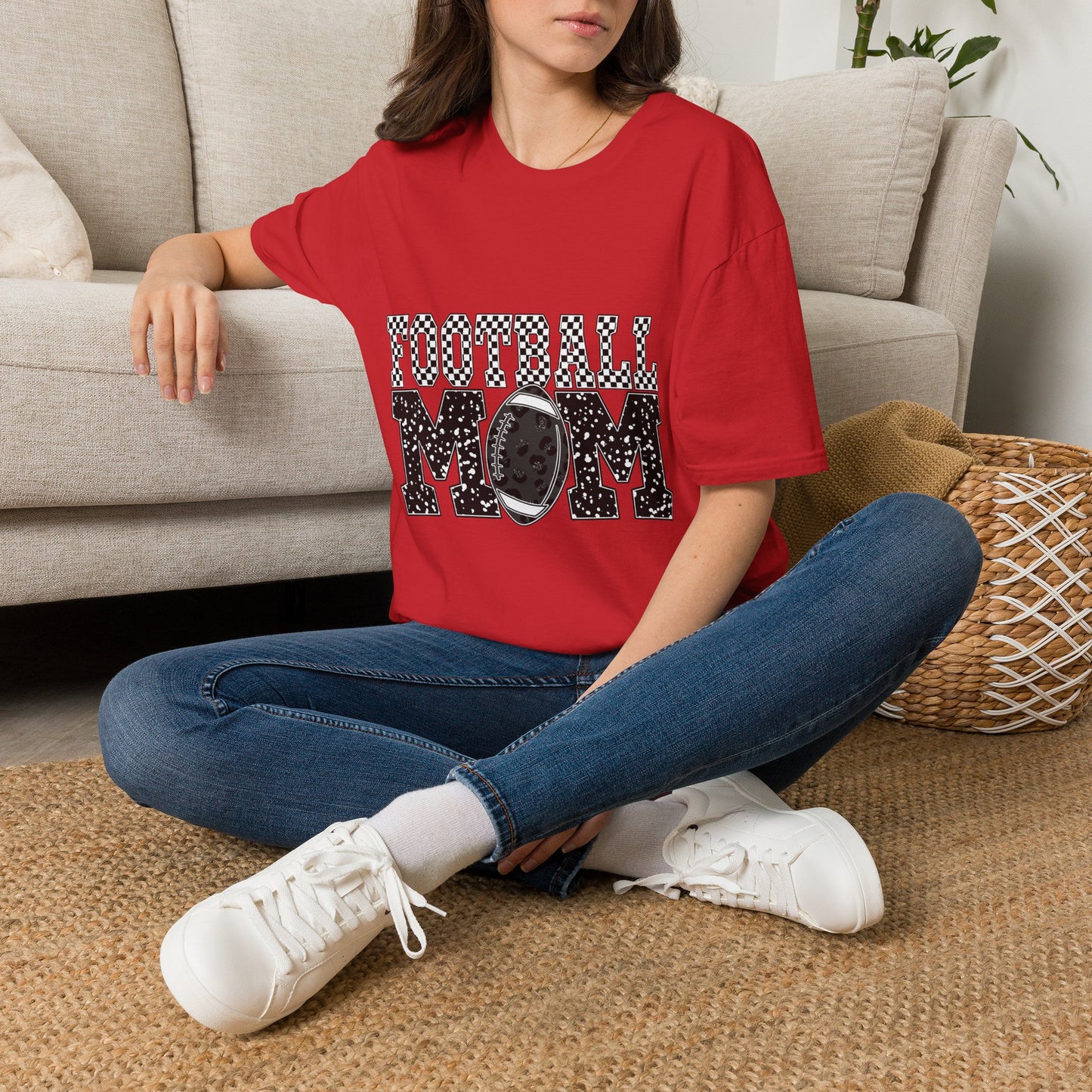 Football Mom T‑Shirt — Vintage Black & White Game Day Tee