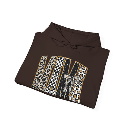 Cowhide Patchwork Hoodie — Leopard & Flag Graphic Pullover