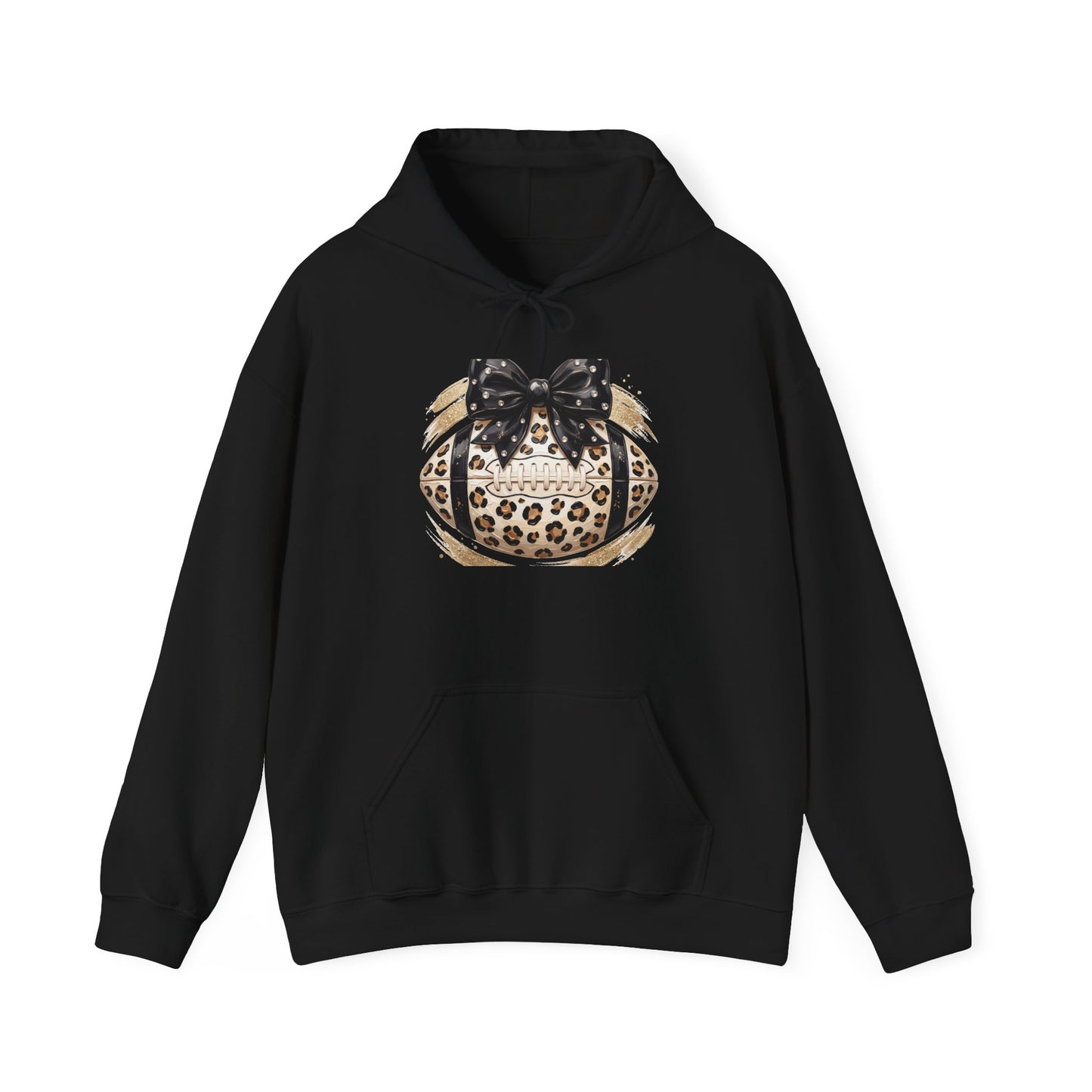 Leopard Print Pumpkin Hoodie with Black Bow — Fall Halloween Sweatshirt
