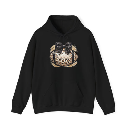 Leopard Print Pumpkin Hoodie with Black Bow — Fall Halloween Sweatshirt