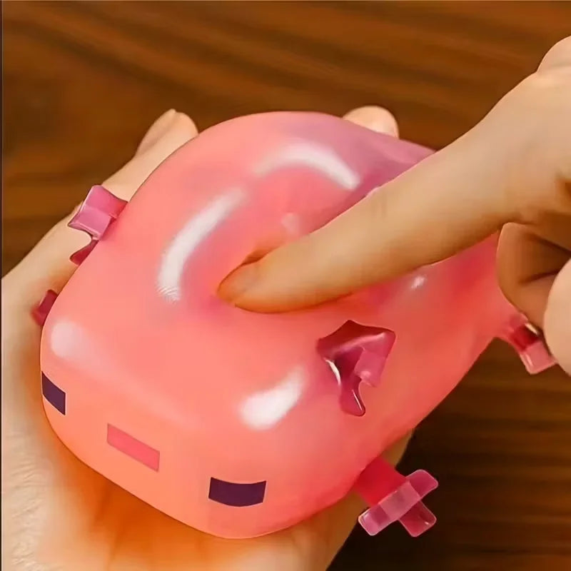 Pink axolotl, squishy stress relief toy