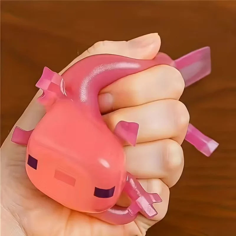 Pink axolotl, squishy stress relief toy