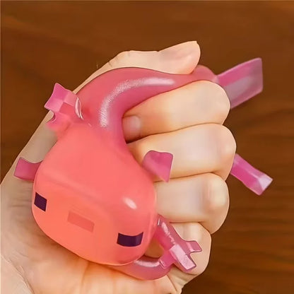Pink axolotl, squishy stress relief toy